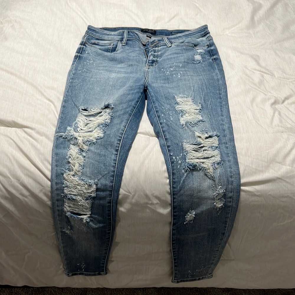 Judy, blue skinny distress jeans